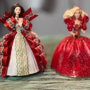 Hallmark Holiday Barbie Figurines 1993 & 1997 Christmas Decor